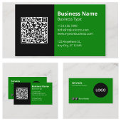 Carte De Visite Logo noir vert Code QR
