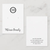 Carte De Visite Logo Nom Black White Bijoux Écran d'oreille (Devant / Derrière)