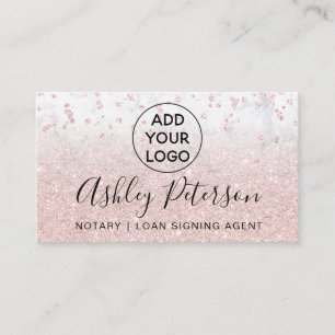 Carte De Visite Logo notaire rose en marbre confetti parties scint