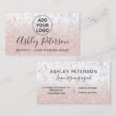 Carte De Visite Logo notaire rose en marbre confetti parties scint (Devant / Derrière)