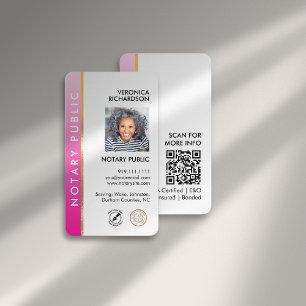 Carte De Visite Logo Notaire rose moderne QR Code Photo