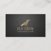 Carte De Visite Logo Old Crow Gold Bird Élégant cuir noir (Devant)