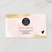 Carte De Visite Logo or brosse rose aquarelle commander merci (Dos)