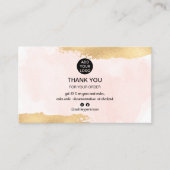 Carte De Visite Logo or brosse rose aquarelle commander merci (Devant)