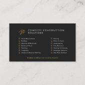 Carte De Visite Logo Or Construction Moderne Noir Et Or (Dos)