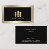 Carte De Visite Logo or de construction immobilière professionnell (Devant / Derrière)