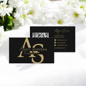 Carte De Visite Logo or initiales maquillage cheveux code qr