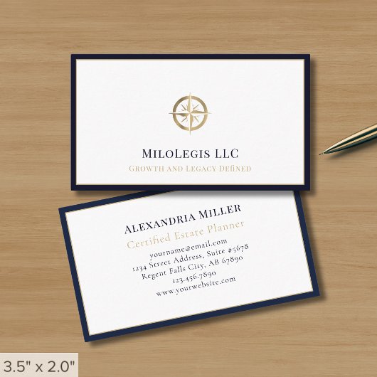 Carte De Visite Logo Or Professionnel Bleu Nuit Or