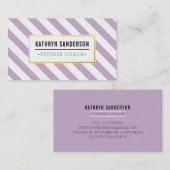 Carte De Visite logo or rayé MODERNE emblème lavande violet (Devant / Derrière)
