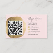 Carte De Visite Logo or rose cheveux maquillage code qr (Dos)
