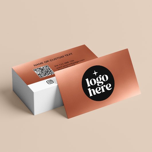 Carte De Visite Logo or rose Code QR Médias sociaux