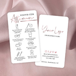 Carte De Visite Logo or rose Dents Cristaux après soins Dentiste