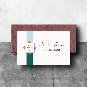 Carte De Visite Logo Or tendance Green Stripes