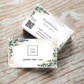 Carte De Visite Logo or vert Eucalyptus code QR