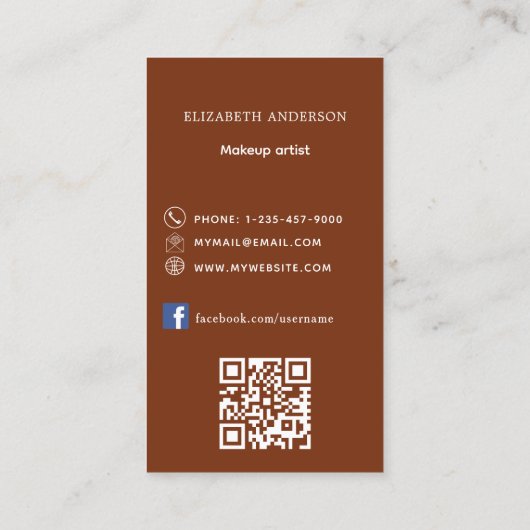 Carte De Visite Logo orange brûlé rouille Qr code Facebook (Dos)