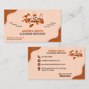 Carte De Visite Logo Orange Professionnel Services de nettoyage de
