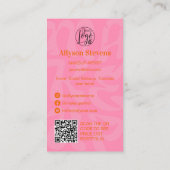 Carte De Visite Logo orange rétro super code qr maquillage (Dos)