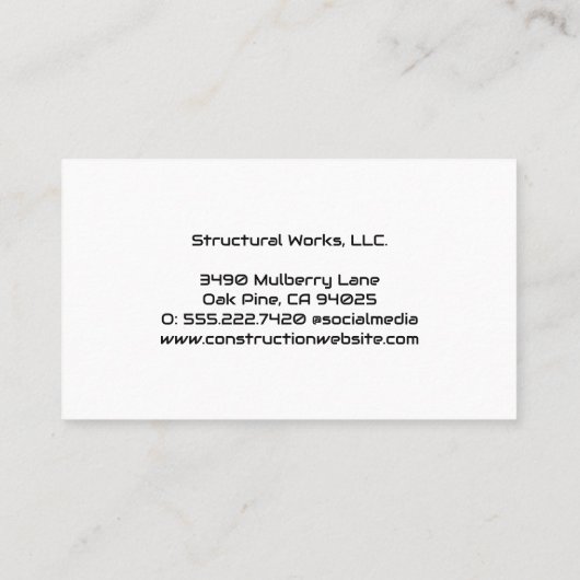 Carte De Visite Logo Outils Construction Builder | Rénovation (Dos)