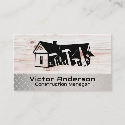 Carte De Visite Logo Outils Construction Builder | Rénovation (Devant)