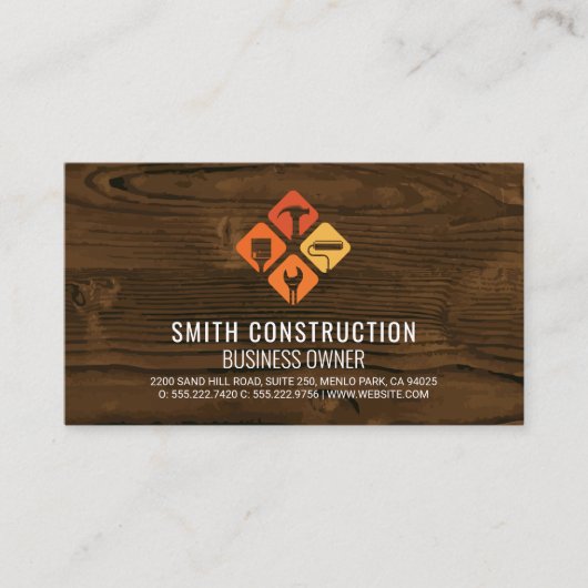 Carte De Visite Logo Outils de Constructeur | Réparation de Maison (Devant)