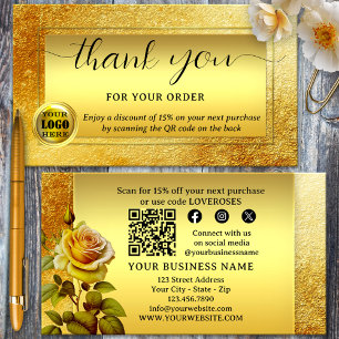 Carte De Visite Logo Pailleté Or Merci Pour Votre Commande