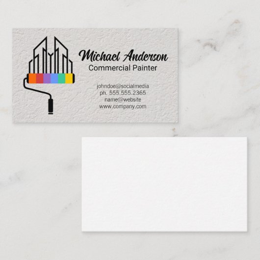Carte De Visite Logo Paint Roller City | Mur de texture (Devant / Derrière)