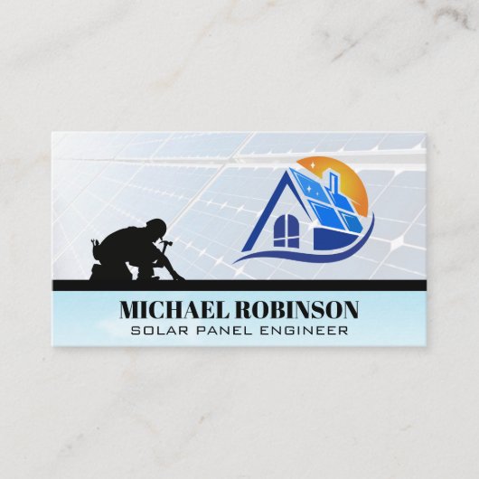 Carte De Visite Logo Panneaux solaires | Technicien de toiture (Devant)