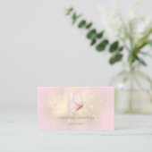 Carte De Visite logo papillon aquarelle rose (Debout devant)