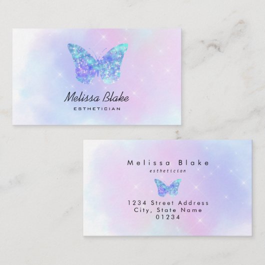 Carte De Visite logo papillon bleu (Devant / Derrière)