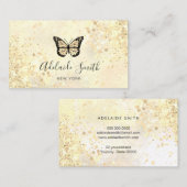 Carte De Visite logo papillon parties scintillant croustillante (Devant / Derrière)