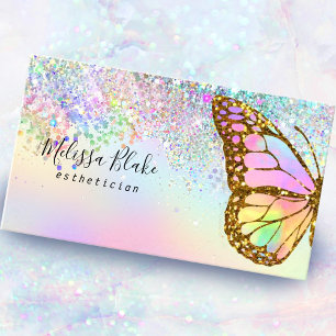 Carte De Visite logo papillon parties scintillant faux pastel