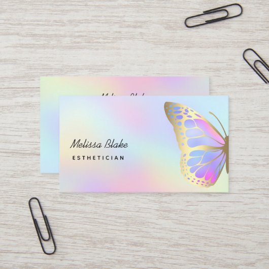 Carte De Visite logo papillon pastel (Devant/Arrière en situation)
