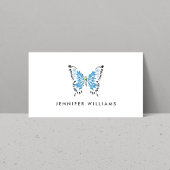 Carte De Visite Logo Papillon peint en bleu sur blanc