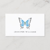 Carte De Visite Logo Papillon peint en bleu sur blanc (Devant)