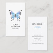 Carte De Visite Logo Papillon peint en bleu sur blanc vertical (Devant / Derrière)