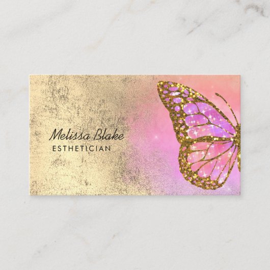 Carte De Visite logo papillon rose (Devant)