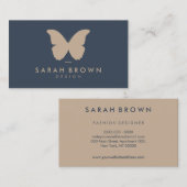 Carte De Visite Logo Papillon Simple Navy (Devant / Derrière)