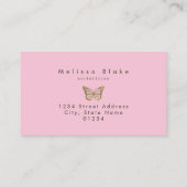 Carte De Visite logo papillon sur étincelle en faux or (Dos)