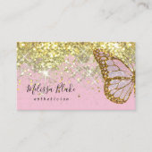 Carte De Visite logo papillon sur étincelle en faux or (Devant)