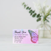 Carte De Visite logo papillon sur fausse parties scintillant merci (Debout devant)
