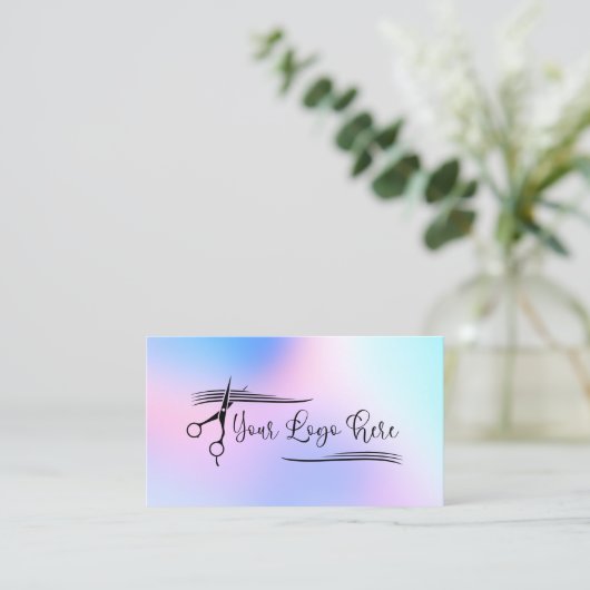 Carte De Visite Logo Pastel Pink Blue Holographic Gradient (Debout devant)
