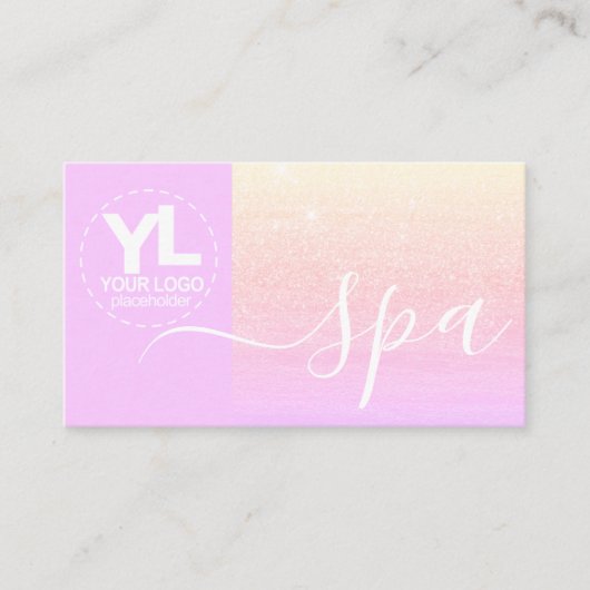 Carte De Visite Logo Pastel Pink Glam Modèle Parties scintillant d (Devant)