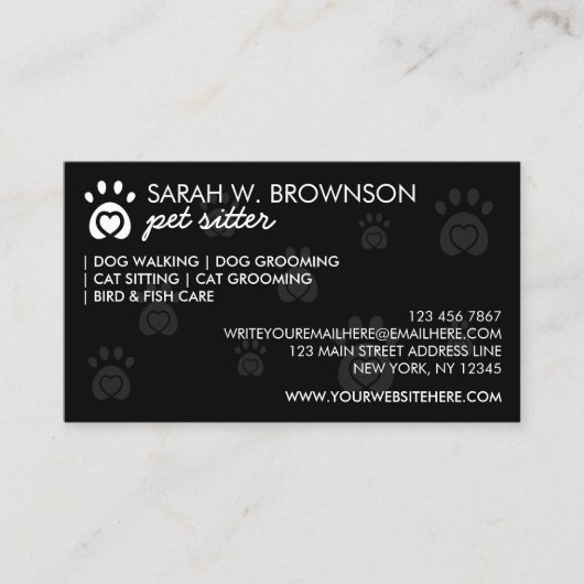 Carte De Visite Logo Patte de Compassion pour Chien ou Chat (Devant)