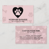 Carte De Visite Logo Paw dans le coeur Service de salon pour anima (Devant / Derrière)