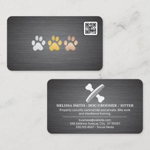 Carte De Visite Logo Peigne en Os de Chien Toiletteur Services