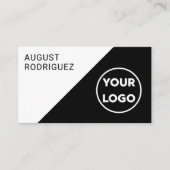 Carte De Visite Logo personnalisable QR Code noir blanc géométriqu (Devant)