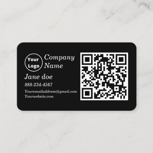 Carte De Visite Logo personnalisé avec code QR et icônes de médias (Devant)