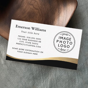 Carte De Visite Logo personnalisé Black faux or vague