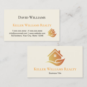 Carte De Visite Logo personnalisé blanc et or pour l'immobilier mo