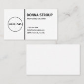 Carte De Visite Logo personnalisé Blanc noir moderne (Devant / Derrière)
